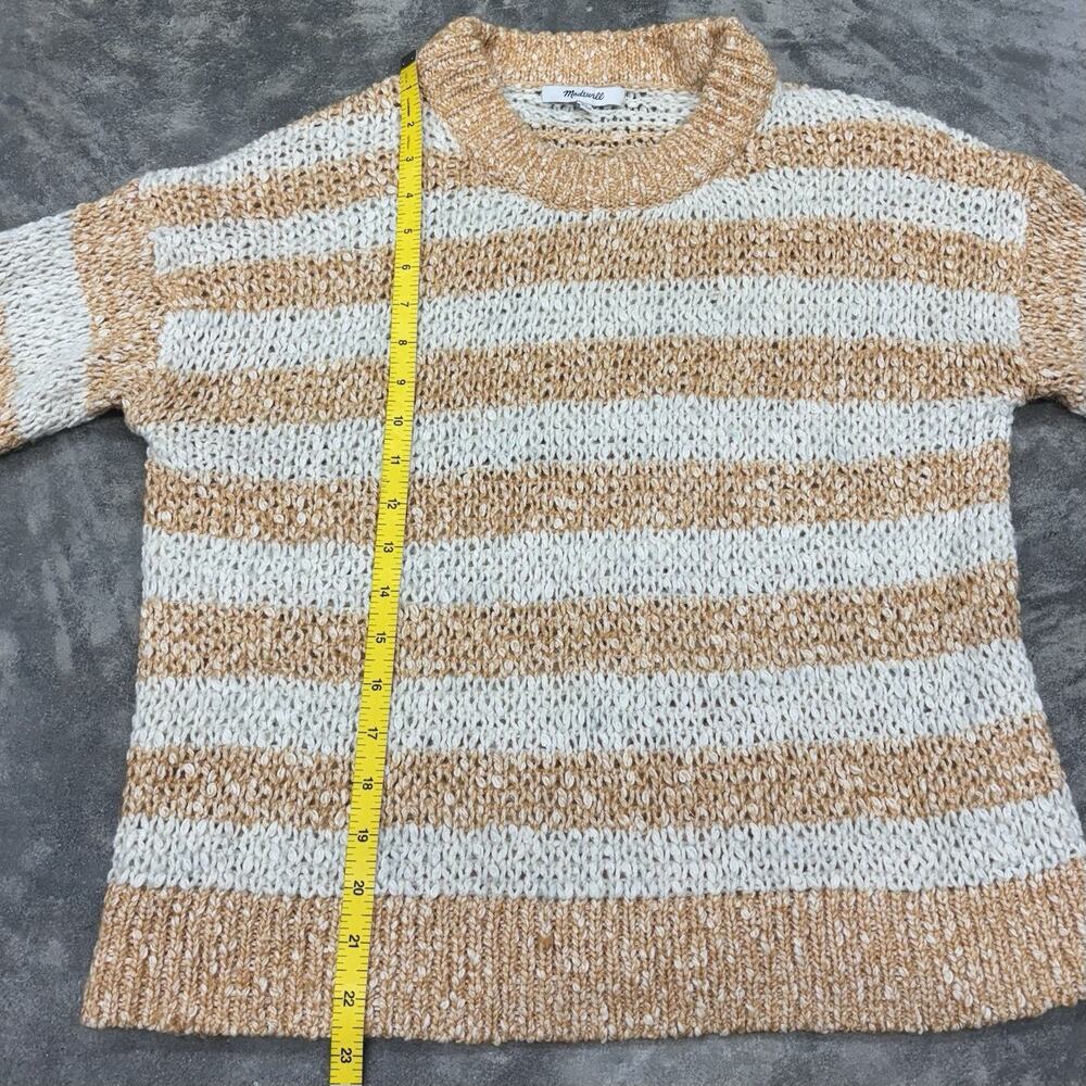 Madewell Baez Pullover Sweater XS Striped Orange Cream Knit Striped Long Sleeve - Picture 11 of 11
